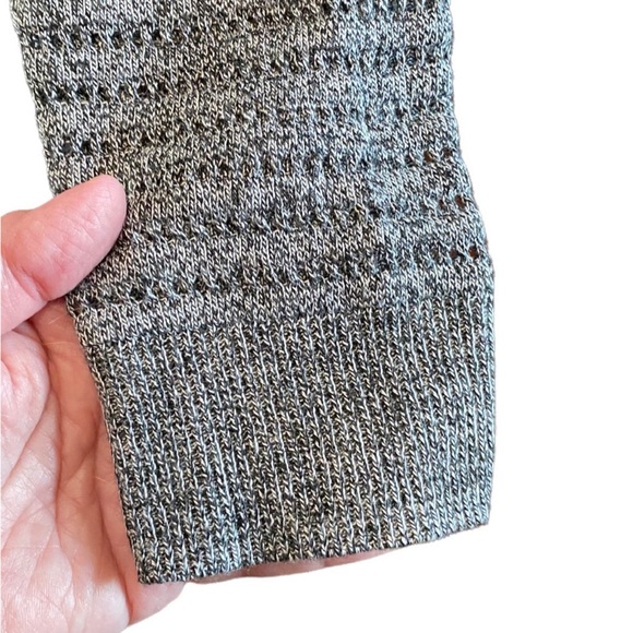 Apt 9 Cardigan Eyelet Sweater Open Front Step Hem Grey Large - Picture 5 of 11